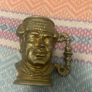 Vintage solid brass Toby mug
